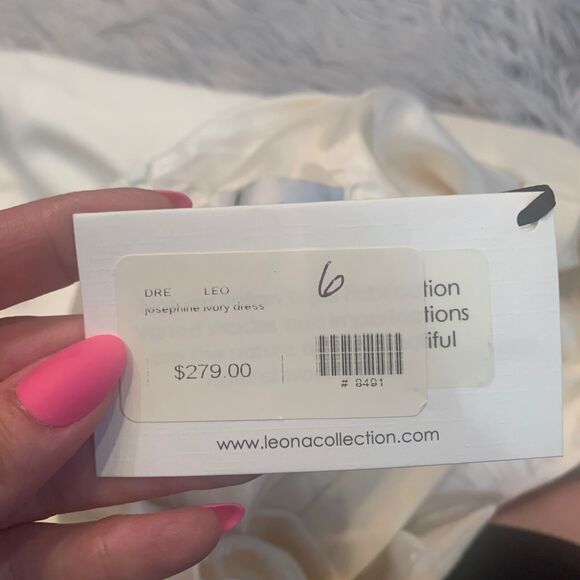 Leona by Lauren Leonard Womens Dress Size 6 Ivory Wool Gold Button Josephine New - Picture 4 of 10